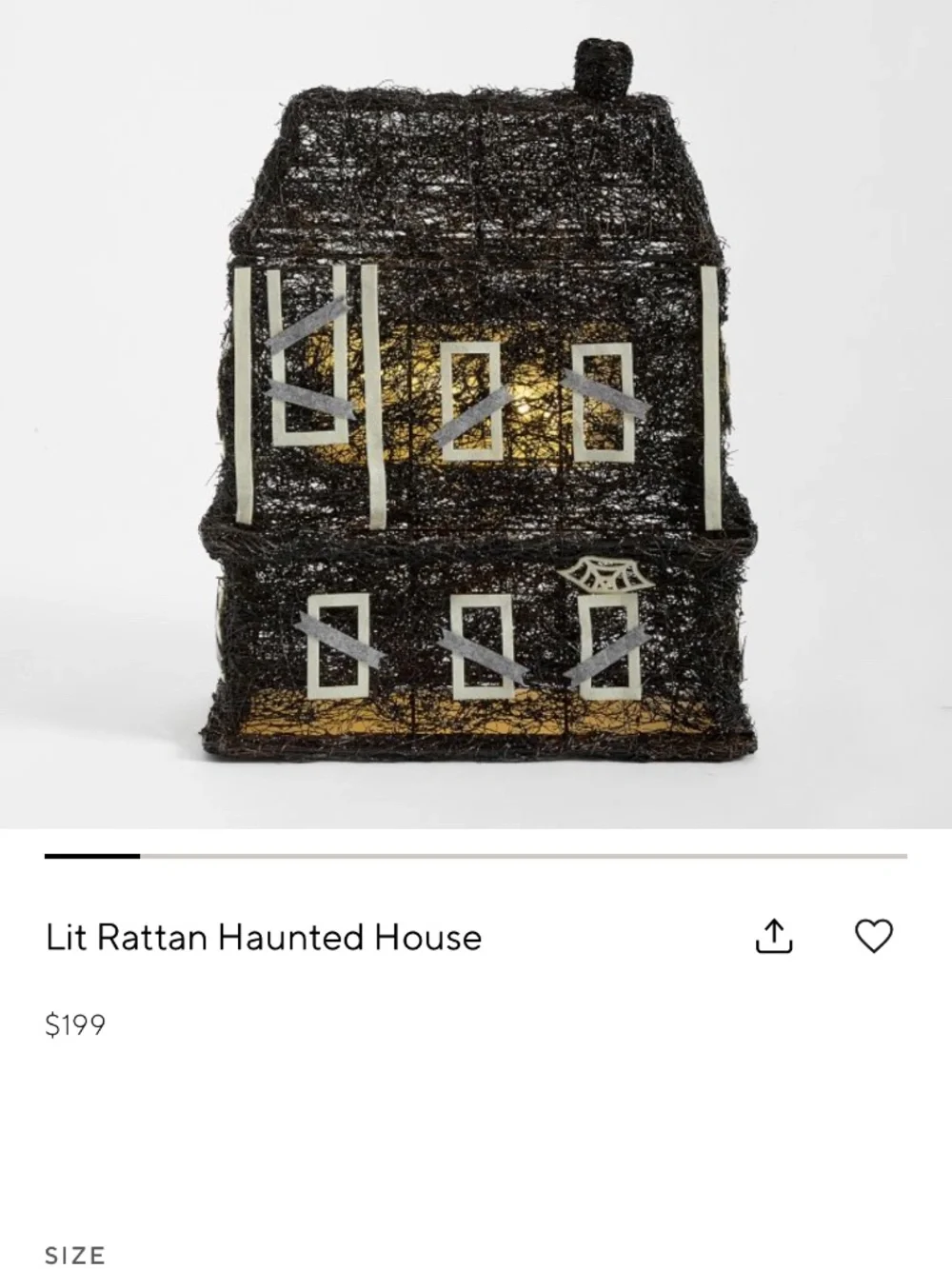 Large Pottery Barn Lit Rattan Haunted House